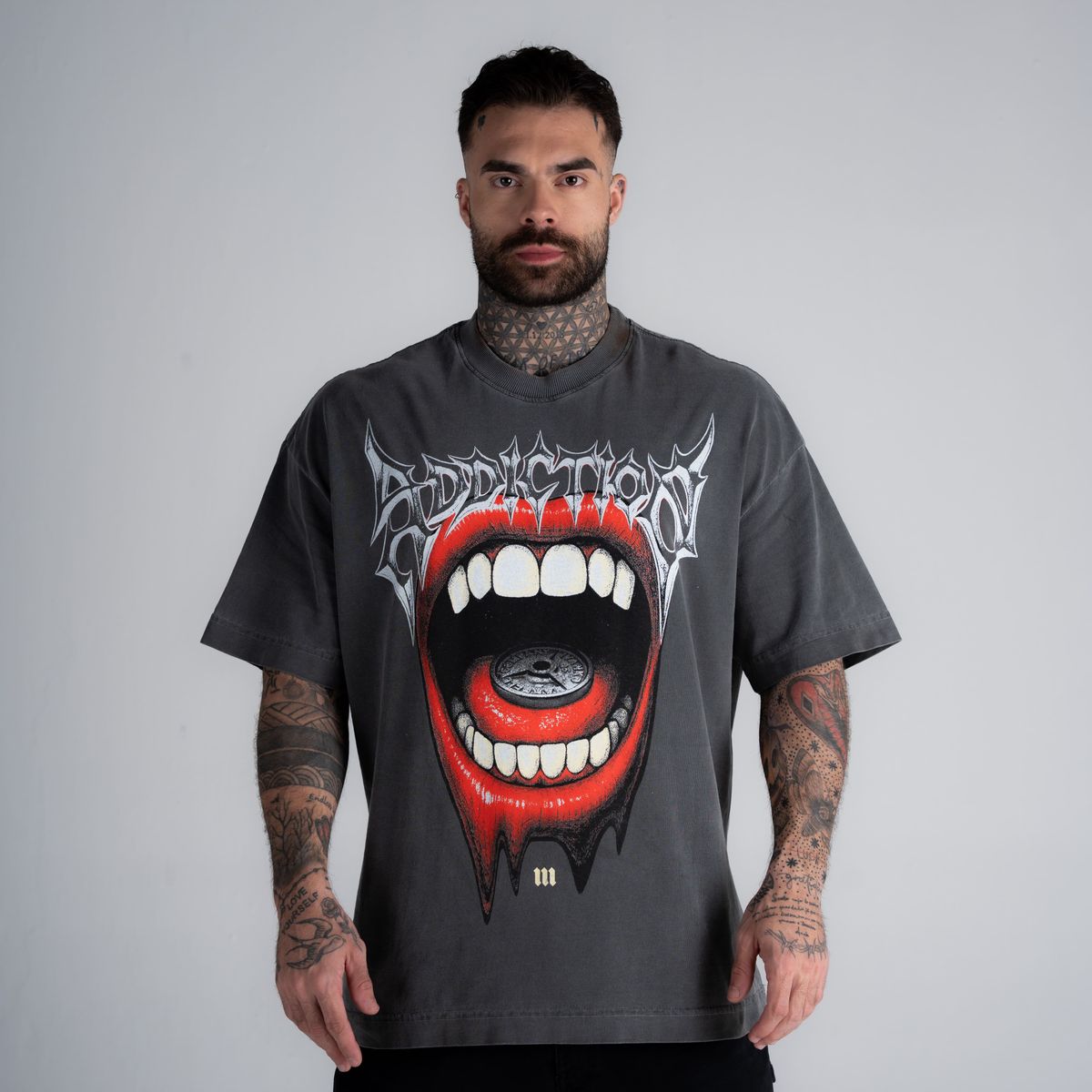 Camiseta Oversized Estonada Addiction Cinza