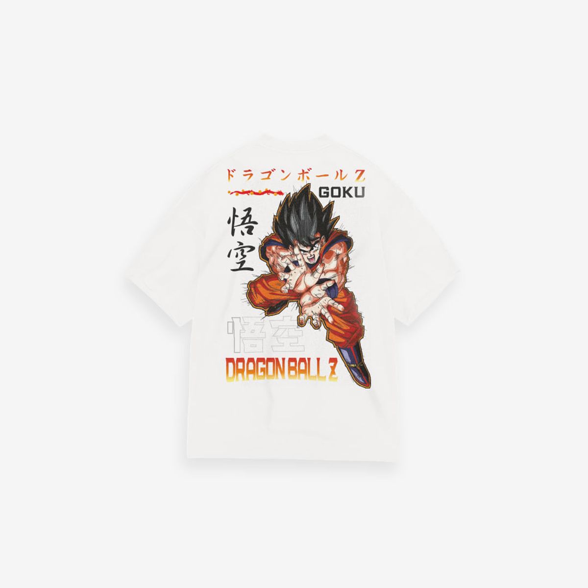 Camiseta Oversized Estonada Dragon Ball Z Goku Kanji Off White