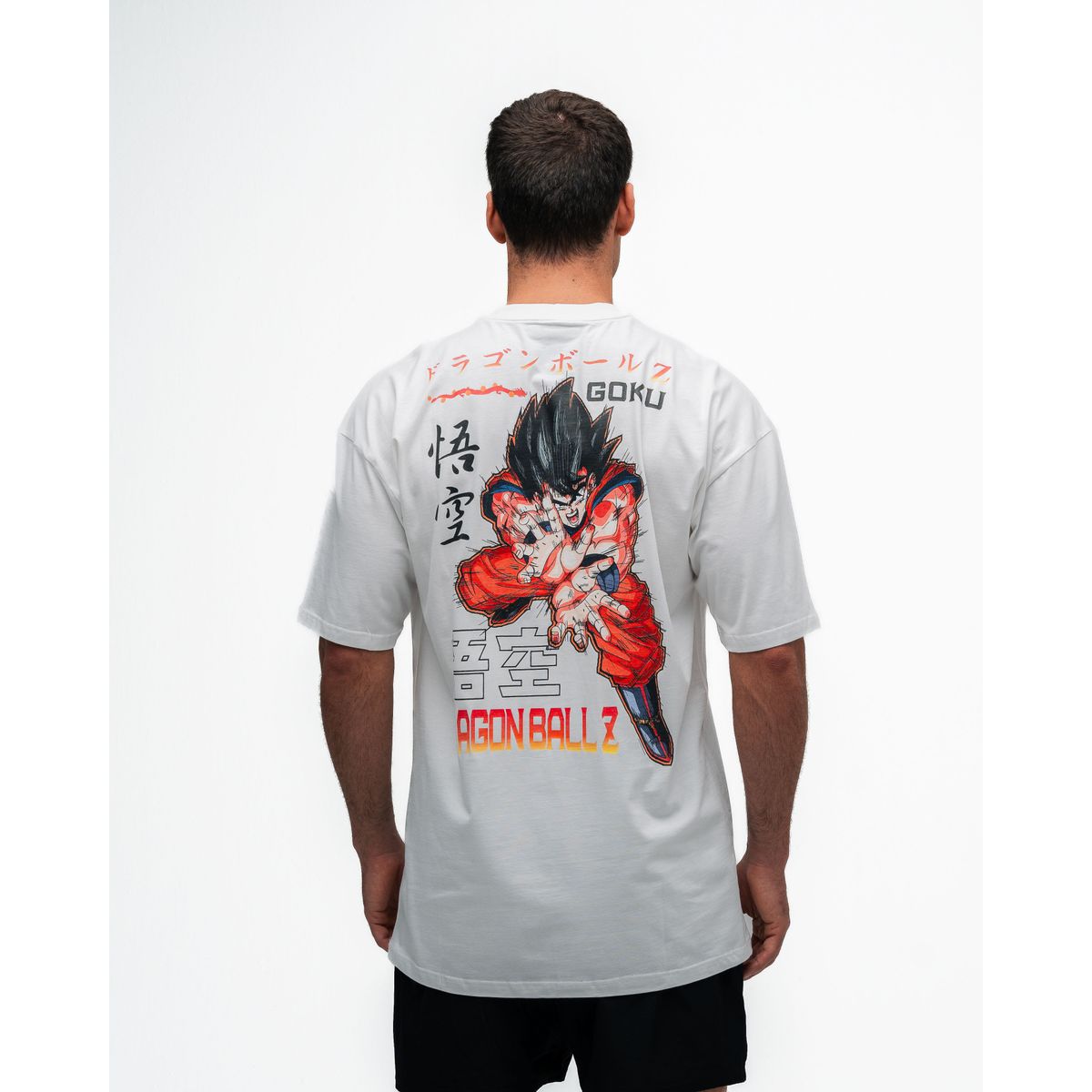 Camiseta Oversized Estonada Dragon Ball Z Goku Kanji Off White