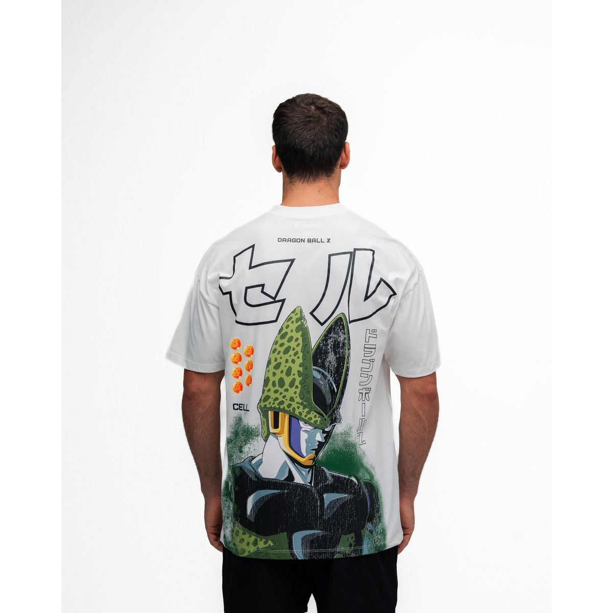 Camiseta Oversized Dragon Ball Z Cell Off White