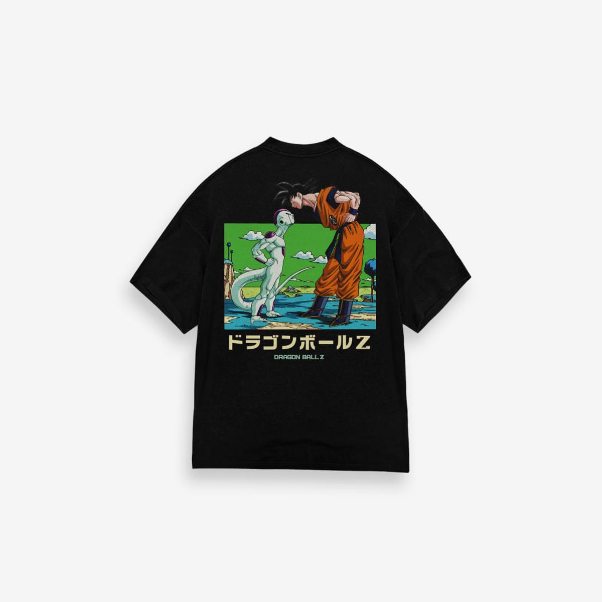 Camiseta Oversized Dragon Ball Z Frieza Vs Goku Preto
